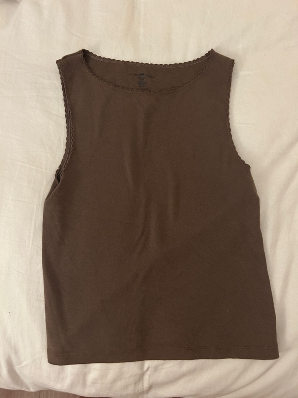 Brandy Melville Brown Scalloped-Trim Tank